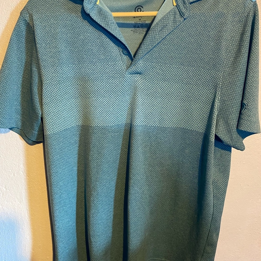 C9 by Champion Polo Active Shirt Green Patterned Short Sleeve Men's Size Medium